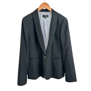 J. Crew black wool stretch jacket blazer shawl lapel single button 12
